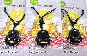 Wholesale - Brown laughing buddha necklace