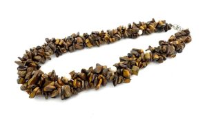 Wholesale Clustered Tiger Eye Chipstone Necklace with Pearls
