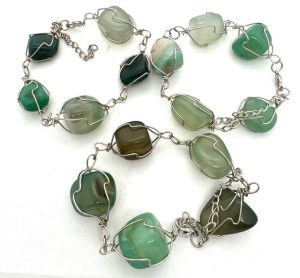 Wholesale Polished Gemstone Bracelet Wire Wrapped - Jade