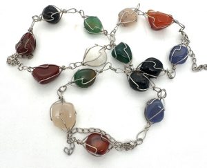 Wholesale Polished Gemstone Bracelet Wire Wrapped - Mixed Chakra