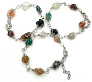 Wholesale Polished Gemstone Bracelet Wire Wrapped - Mixed Chakra (Small)