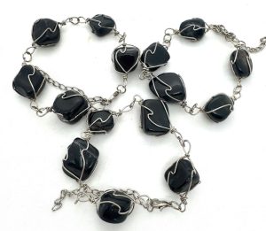 Wholesale Polished Gemstone Bracelet Wire Wrapped - Onyx
