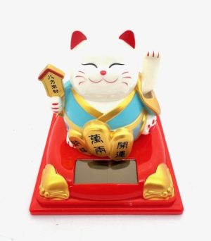 Wholesale Solar-Powered Maneki-Neko Lucky Cat - Turquoise
