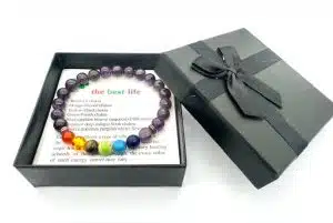 8mm 7 Chakra Bracelet with Gift Box - Amethyst