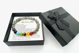 8mm 7 Chakra Bracelet with Gift Box - Labradorite