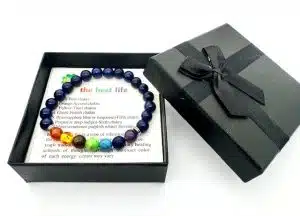 8mm 7 Chakra Bracelet with Gift Box - Lapis Lazuli