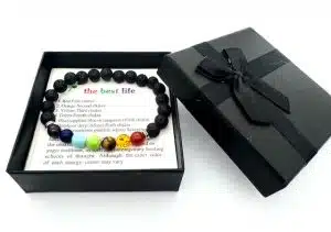 8mm 7 Chakra Bracelet with Gift Box - Lava Stone