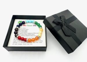 8mm 7 Chakra Bracelet with Gift Box - Mixed with Diamonds