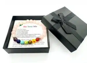 8mm 7 Chakra Bracelet with Gift Box - Rose Quartz