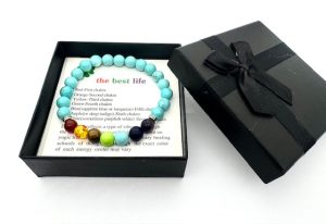 8mm 7 Chakra Bracelet with Gift Box - Turquoise