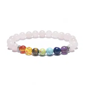 8mm 7 Chakra Bracelet without Box - Rose Quartz
