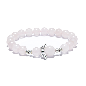 8mm Angel Bracelet without Box - Rose Quartz