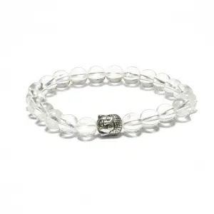 8mm Buddha Bracelet without Box - Rock Crystal