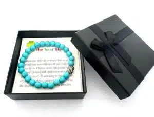 8mm Buddha Turquoise Gemstone Bracelet – Gift Box Included