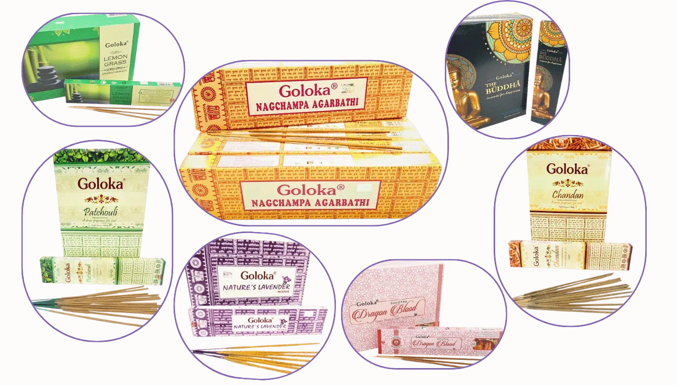 Goloka 15g masala incense display