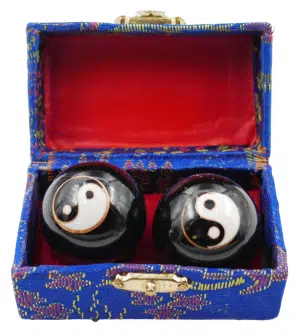Black Meridian Balls with 2 Ying Yang - 3.5cm