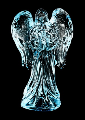 Blue Crystal Glass Praying Angel Statue – 10.5 cm