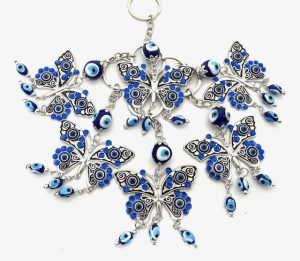 Blue Evil Eye Keychain Set Butterfly (6 pieces)