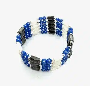 Blue Magnetic Wrap Bracelet with Beads