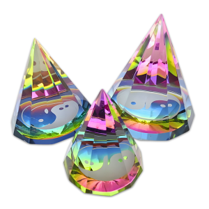 Cristal prism Yin Yang colored 6x6