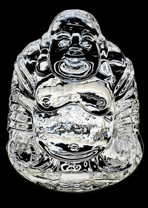 Crystal Glass Chinese Happy Buddha with Chain – 8 cm