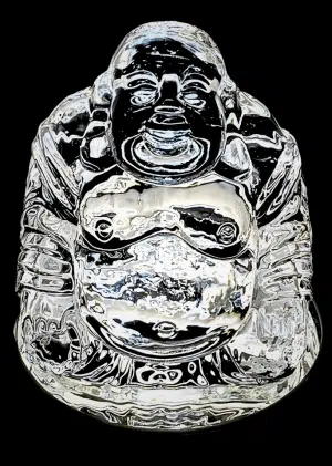 Crystal Glass Chinese Happy Buddha with Chain – 8 cm