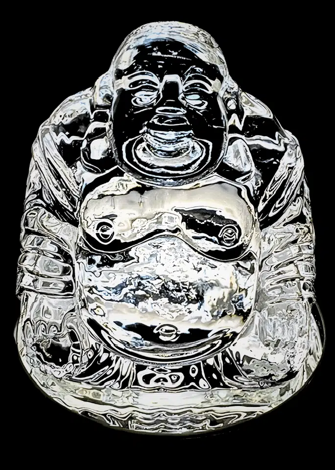 Crystal Glass Chinese Happy Buddha with Chain – 8 cm