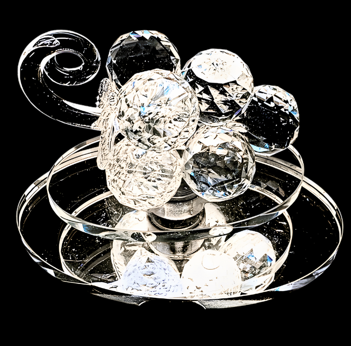 Crystal Glass Grapes on Turning Scale - Small