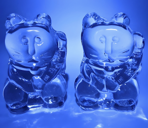 Crystal Glass Lucky Cat Set (2 pcs) – 6.6 cm