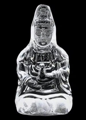 Crystal Glass Sitting Kwan Yin Statue – 13.4 cm