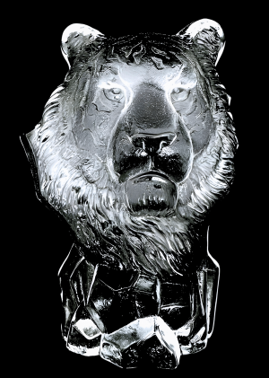 Crystal Glass Tiger Head Statue – 18.5 cm