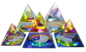 Crystal Pyramide Yin Yang Colored 6 x 6