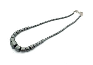 Elegant Cylindrical Bead Hematite Necklace