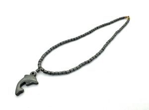 Elegant Dolphin Pendant with Hematite Bead Necklace