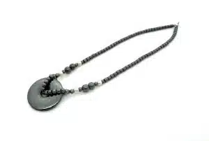 Elegant Donut Pendant Hematite Bead Necklace