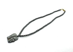 Elegant Elephant Pendant with Hematite Bead Necklace