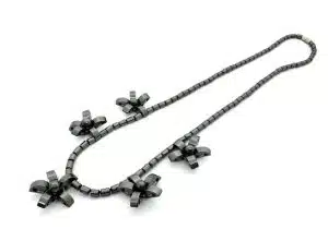 Elegant Flowers Hematite Necklace