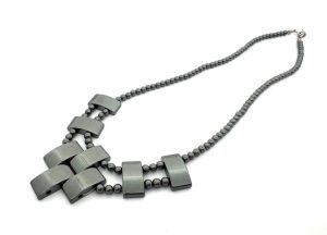 Elegant Geometric Cross Hematite Necklace