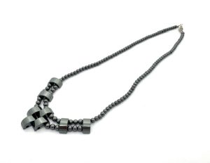 Elegant Geometric Cross Hematite Necklace (small)