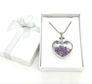 Heart-Shaped Amethyst Pendant Necklace with Gift Box