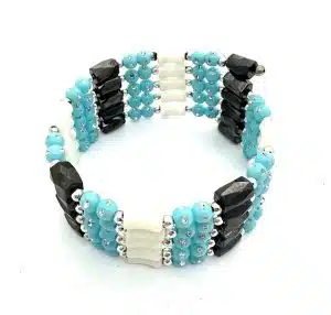 Light Blue Magnetic Wrap Bracelet with Beads