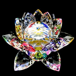 Mixed Crystal Lotus Ornament on Stand (Large)