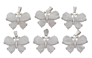 Rock Crystal Butterfly Gemstone Pendants (Set of 6 Pieces)