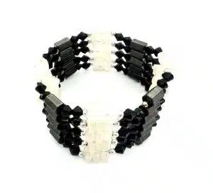 Rock Crystal Magnetic Wrap Bracelet with Black Beads