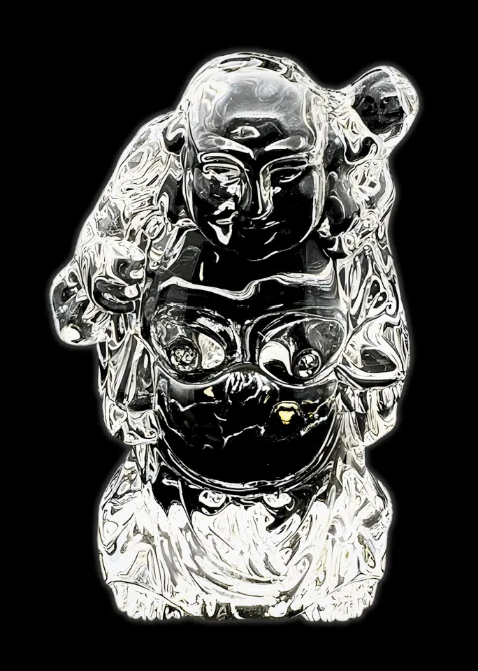 Small Crystal Glass Standing Happy Buddha – 7.3 cm