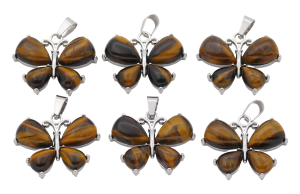 Tiger Eye Butterfly Gemstone Pendants (Set of 6 Pieces)
