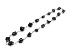 Wholesale Polished Gemstone Necklace Wire Wrapped - Onyx