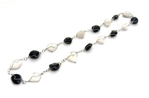 Wholesale Polished Gemstone Necklace Wire Wrapped - Onyx & Milky Quartz