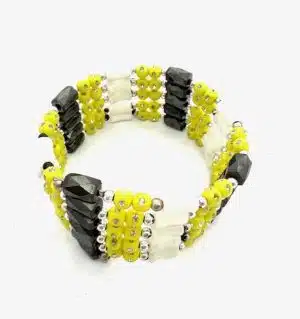 Yellow Magnetic Wrap Bracelet with Beads