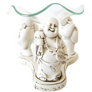3 white happy Buddhas oil burner